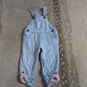 Dotty Dungarees Faded Denim Polka Dot Overalls 18-24 Months